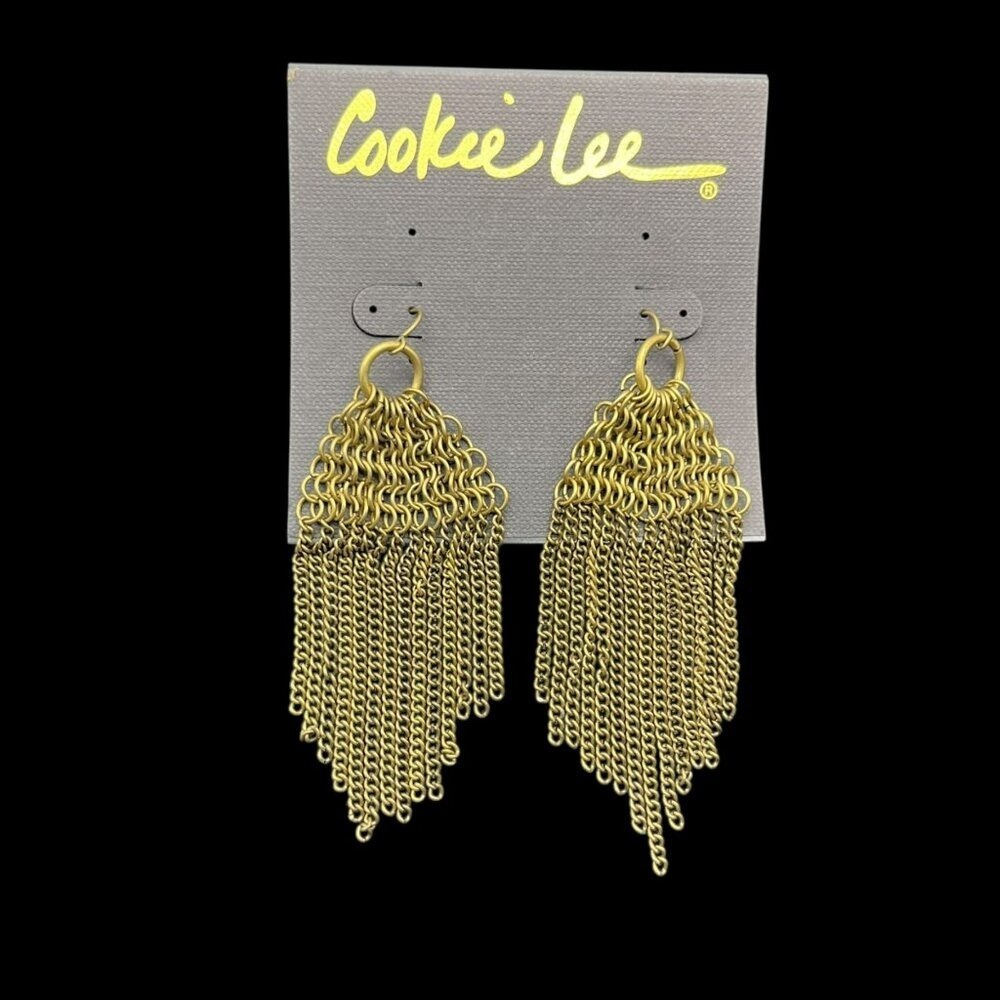 Chainmail Fringe Long Dangle Earrings Boho Whimigoth Festival Fringe Edgy